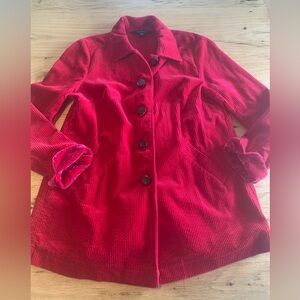 Chadwick’s Pleated Pea Coat Corduroy Velvet Magenta Women’s Petite Medium Prelov